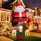 Costway 8 FT Inflatable Santa Claus & Reindeer Giant Hot Air Balloon with LED Lights